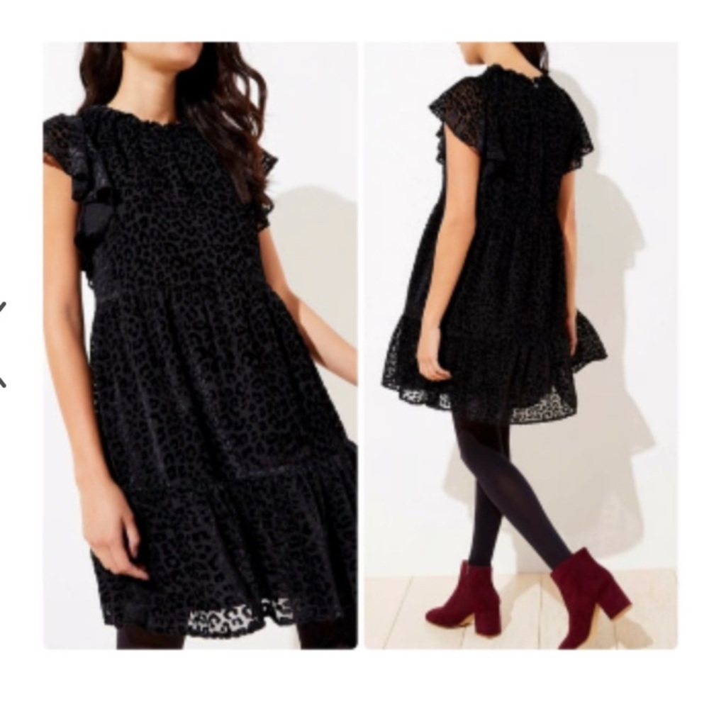 LOFT Black Leopard Print Dress